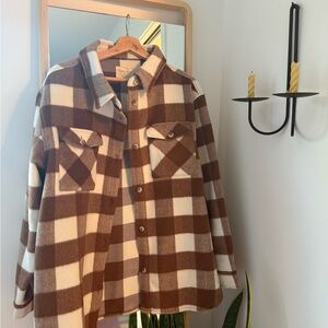 Rylee + Cru Brown and Cream Plaid Shacket